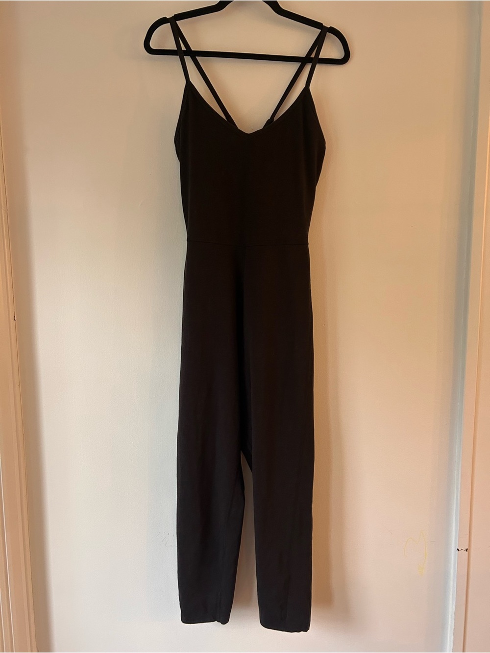Charcoal Sleeveless V-Neck Jumpsuit with Thin Straps